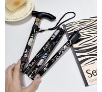 WALKING POLES - Adjustable folding walking poles for men and women - Lightweight and portable foldable balance walking aid - Walking cane for travelling, suitable for elderly women. (black print)