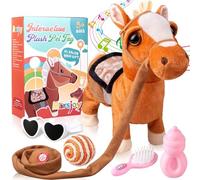Walking Pony Musical Singing Dancing Plush Interactive Walk Along Horse With Leash Robot Stuffed Animal Shaking Head Buttocks for Boys & Girls Kids or Toddlers H: 11.81"