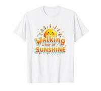 Walking Ray of Sunshine Cheerful Optimist Inspiration T-Shirt, Men, White, 4XL