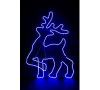 Walking Reindeer Neon Effect Rope Light Silhouette Double Side 90 Blue LEDs Christmas Outdoor Home Wall Garden Holiday Festive Decorations