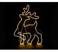 Walking Reindeer Neon Effect Rope Light Silhouette Double Side 90 Warm White LEDs Christmas Outdoor Home Wall Garden Holiday Festive Decorations