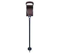 Walking Seat stick with brown leather seat and black shaft.