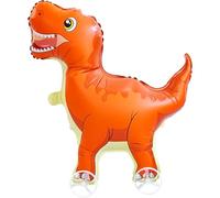 Walking Self Standing Large Dinosaur Animal Balloon,Dinosaur Shaped Animal With Wheels Foil Fun Pet Balloons for Kids Baby Shower Jungle Safari Theme Party Decorations Supplies (Red)
