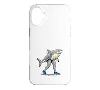 Walking Shark Human Legs Sneakers Funny Case for iPhone 16 Plus
