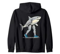 Walking Shark Human Legs Sneakers Funny Zip Hoodie