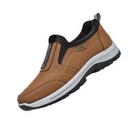 Walking Shoes for Men Comfortable Slip On Sneakers Lightweight Running Shoes Non-Slip Flat Trainer Arch Support Sneakers Suede Casual Shoe Fitness Sneaker for Middle-Aged and Elderly Adults Brown