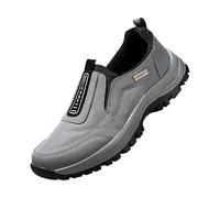 Walking Shoes for Men Comfortable Slip On Sneakers Lightweight Running Shoes Non-Slip Flat Trainer Arch Support Sneakers Suede Casual Shoe Fitness Sneaker for Middle-Aged and Elderly Adults Grey