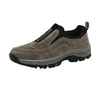 Walking Shoes for Men Outdoor Orthopedic Shoes with Arch Support Slip On Waterproof Anti-Slip Breathable Lightweight Hiking Trekking Trainers Loafers Chic Low-Top Safety Trail Running Sneakers Khaki