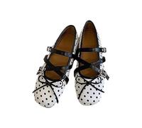 Walking Shoes for Women Lightweight Summer Polka T Strap Mary Jane for - Elegant Pointed Toe Casual Shoes All Day Comfort Beige