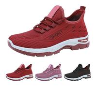Walking Shoes for Women Womens Trainers Wide Fit Wedge Breathable Mesh Orthopedic Sneakers Comfortable Arch Support Sports Shoes Lightweight Slip on Women's Trainers Size 4 Red 4