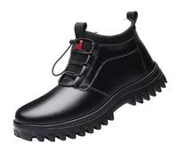 Walking Shoes Mens Warm Fully Fur Lined Lace Up Slip On Snow Boots, Thick Soled Lightweight Shock Absorption Sneakers, Soft Bottom With Memory Foam Wide Fit Walking Shoes For Athletic Fitness Outdoor