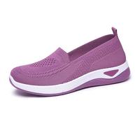 Walking Shoes with Memory Foam Flat Breathable Non-Slip Mesh Gym Workout Sneakers Lightweight Anti-Slip Women’s Classic Loafer Flat Comfort Breathable Ladies Wide Fitting Flat Trainers Purple