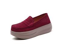 Walking Shoes Women Slip On Shoes Womens Hands Free Height-Increasing Soft-Soled Platform Trainers Solid Colour Minimalist Sneakers Casual Comfortable Anti-Slip Trainers Jogging Red
