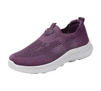 Walking Shoes Women's Non-Slip Breathable with Elastic Elegant Trainers Non-Slip Jogging Shoes Lightweight Fitness Shoes Road Running Shoes Slip-On Shoes, purple, 2 UK