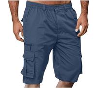 Walking Shorts Mens UK Mens Cargo Shorts Summer Elasticated Waist Knee Length Golf Bermuda Short with Multi Pockets Outdoor Lightweight Work Combat Hiking Trousers Workout Running Jogging Bottoms