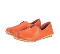 Walking Slip on Shoes Flat Comfort Breathable Lightweight Anti-Slip Sneakers Non Slip Extra Wide Fit Orthopedic Mesh Walking Shoes Flat Breathable Non-Slip Sport Running Shoe Orange