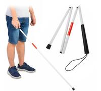 Walking Stick,Adjustable Folding Walking Stick for Women & Men,Aluminium,Collapsible Cane with Night Reflective,Anti-slip,Black+White+Red