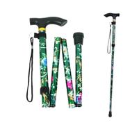 Walking Stick, Adjustable Folding Walking Stick green Floral Aluminum Cane Lightweight Comfortable Grip and Durable Walking Aid Easy Adjustable Height Folding Extendable Walking Cane