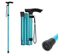 Walking Stick Adjustable Folding Walking Sticks for Women and Men, Walking Cane for Elderly Or Disabled, Folding Adjustable Height, Left Or Right Handed, Non-Slip Rubber Tip, Wrist (Blue)