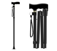 Walking Stick Adjustable Height Mobility Aids Folding Walking Canes With Wrist Strap Walking Sticks For Men Women & Elderly Disabled Lightweight For Right & Left Handed Walking Stick Black
