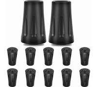 Walking Stick Caps & Trekking Pole Tips - Anti-Slip Rubber Tips, Universal 11mm Replacement Caps for Hiking Poles, Walking Canes & Nordic Poles (Black, 12PCS)