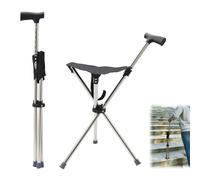 Walking Stick Chair, Folding Walking Aid with Seat, 80-90 cm Height Adjustable, Load Capacity 100 kg, Non-Slip Silicone Base, Lightweight, Ideal for Travel and Camping, Suitable for Seniors with a