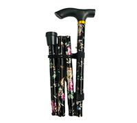 Walking Stick, Easy Adjustable Height Folding Extendable Walking Cane, Lightweight Flexible and Durable, Walking Aid Mobility Aid, Collapsible Walking Stick (BLACK FLORAL)