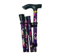 Walking Stick, Easy Adjustable Height Folding Extendable Walking Cane, Lightweight Flexible and Durable, Walking Aid Mobility Aid, Collapsible Walking Stick (PURPLE FLORAL)