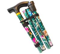 Walking Stick Easy Adjustable Height Folding Extendable Walking Cane Walking Aid Mobility Aid Collapsible Walking Stick Lightweight Flexible And Durable Walking Stick HTUK® (Green Flower)