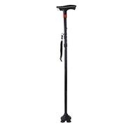 Walking Stick Elderly Folding Walking Cane Aluminum Support Crutches Telescopic Anti-Slip Four-Leg Adjustable Stick with LED Light SOS Alarm decorate Aqiong