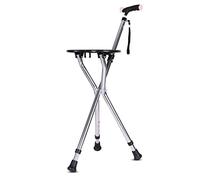 Walking Stick Foldable Walking Canes Flat Folding Seat Stick with Ergonomic Handle 4 Adjustable Height Levels for Men Women Arthritis Seniors Disabled and Elderly Cane with 3 Leg Base Max. 100kg