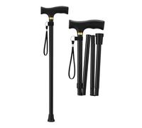 Walking Stick Folding Aluminium Cane Extendable Walking Cane Adjustable Mobility Aids Walking Stick For Seniors Disabled Ladies Women Men Outdoor Accessories Height 92cm Approx (Black)