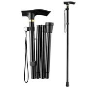 Walking Stick Folding Extendable Walking Cane Adjustable Mobility Aids Lightweight Flexible and Durable Walking Stick for Men & Women-Black