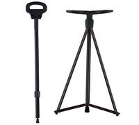 Walking Stick,Folding Seat,Trekking Poles with Lightweight Chair Seat,Non-Slip Base,for Unisex Travel Mountaineering,Black