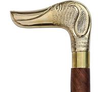 Walking Stick Handmade Wooden Brass Dog Head Shaped Brass Handle Walking Cane