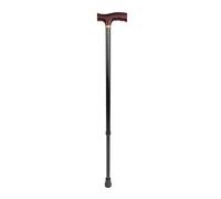 Walking Stick Height-Adjustable Aluminium Stick Wooden Handle Black