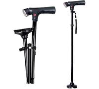 Walking Stick Holder, Folding Walking Sticks with LED Flashlight SOS Alarm Extendable Walking Cane Walking Aids Adjustable from 86-96cm for Seniors Men Women