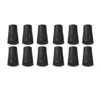 Walking Stick Protector Trekking Pole Rubber Tips Black 6/12 Pcs(Black-12pcs)