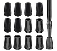 Walking Stick Rubber Ends, 12 PCS Walking Stick Ferrules, 2 Style Durable Black Ferrules for Walking Sticks, Enhanced Grip Walking Pole Rubber Tips for Walking Sticks Trekking Poles Hiking Daily Use