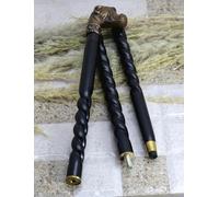 Walking Stick with Brass Dog Handle, Hand Carved Walking Cane, Stylish Wooden Walking Stick for Women and Men, Unique Waking Stick for Adult