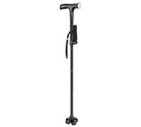 Walking Stick with LED Light,86-96cm Height Adjustable Balanced Foldable Cane,Comfortable Handle & Anti-Skid Base,Double Handle Walking Cane with Balancing Quad Base for Seniors