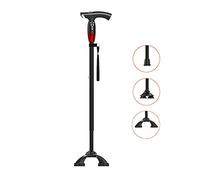 Walking Stick with LED Light and Double Alarm3 Non-Slip Feet Rod 10 Adjustable Height Walking Crutch