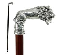 Walking stick with personalized lion handle, wood, for men and women, elegant for ceremonies | Cavagnini artisanal walking cane, luxury decoration for collectors