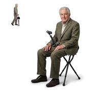 Walking Stick with Seat, Adjustable Folding Walking Cane with LED Light, Non-slip Rubber Base, Lightweight Portable Shooting Stick with Seat for Travel, Hiking & Seniors (Black)