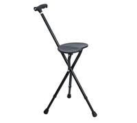 Walking Stick with Seat, Adjustable WalkingCane, Folding Walking Stick with LED Light, Aluminum Alloy Heavy Duty Design, Bearing 440 lbs, for Men & Women Black 1