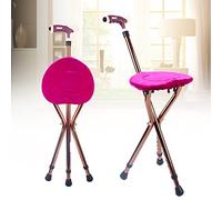Walking Stick with Seat Foldable Portable Folding Walking Cane Chair Stool Walking Stick Height Adjustable Stick Chair Cane with 3 Legs Aluminium Walking Stick for Seniors and Elderly Disabled