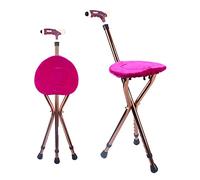 Walking Stick with Seat, Folding Chair with 3 Legs Walking Stick, Foldable Walking Cane Chair Aluminium with LED Night Light for Elderly, Disabled & Convalescent People, up to 100kg