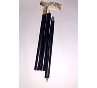 Walking Stick with Vintage Style Brass Derby Handle, 3-Piece Design, Black