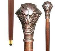 Walking Sticks, Copper Antique Joker Hade Head Metal Handle with Strong Wooden Walking Stick, Victorian Handcrafted Brass Cane