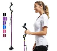 Walking Sticks Foldable for Men & Women Seniors for Balance,Self Standing Folding Cane,Height Adjustable Anti-Slip Lightweight Alloy Walking Stick Collapsable for Travel Mobility Aid (purple)